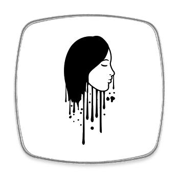 drop of graffiti spray paint stamp face head - Square fridge magnet - white - Front