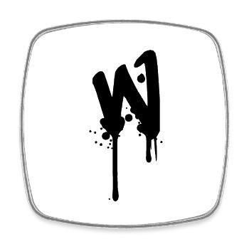 W graffiti drops Farbklex spray - Square fridge magnet - white - Front
