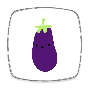 aubergine mit gesicht augen mund niedlich suess ge - Viereckiger Kühlschrankmagnet - Weiß - Vorne