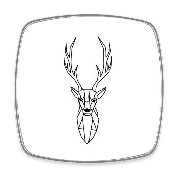 Géménes bois Cerf - Magnet carré - blanc - Devant