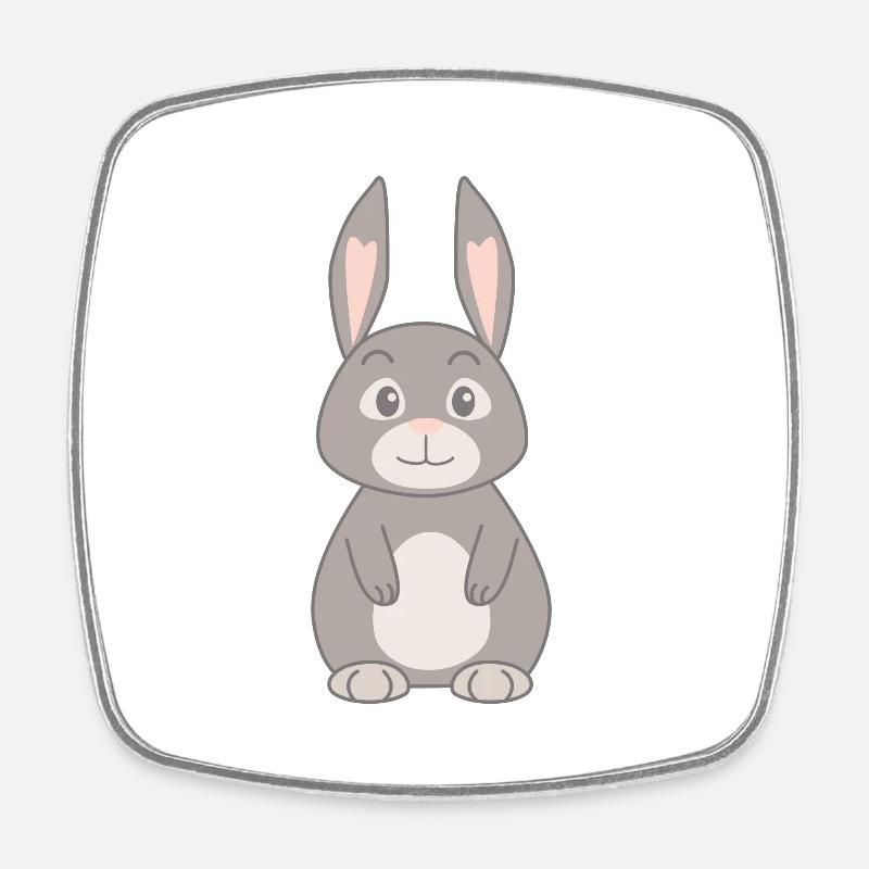 Lapin - Magnet carré - blanc