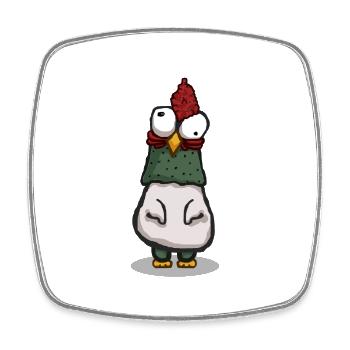 Crazy chicken with big eyes - Square fridge magnet - white - Front