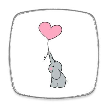 Elefant Herz Luftballon - Viereckiger Kühlschrankmagnet - Weiß - Vorne