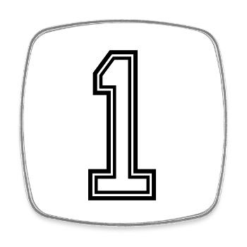 1 Zahl symbol - Viereckiger Kühlschrankmagnet - Weiß - Vorne