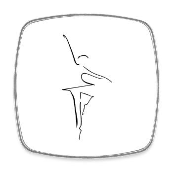 Ballerina Line Art - Minimaliste - Magnet carré - blanc - Devant