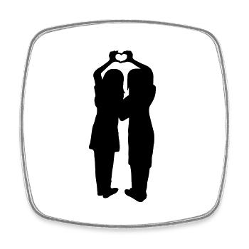 Silhouette Handherz Girlfriends - Square fridge magnet - white - Front
