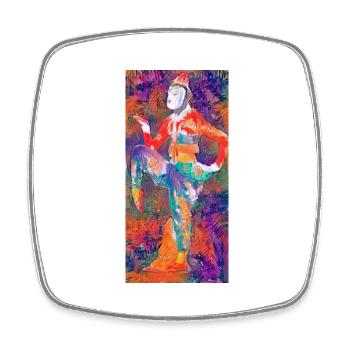 Asiatische Figur - Viereckiger Kühlschrankmagnet - Weiß - Vorne