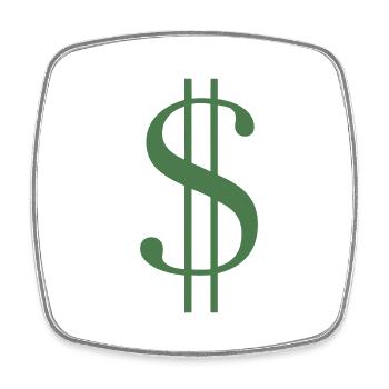 Dollar sign - Square fridge magnet - white - Front