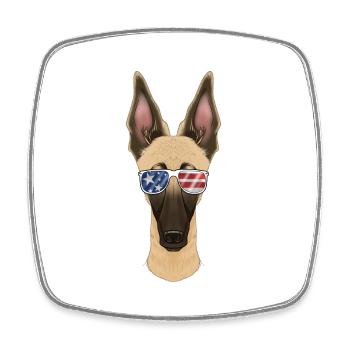 Malinois USA Sunglasses I American Flag Malinois - Viereckiger Kühlschrankmagnet - Weiß - Vorne