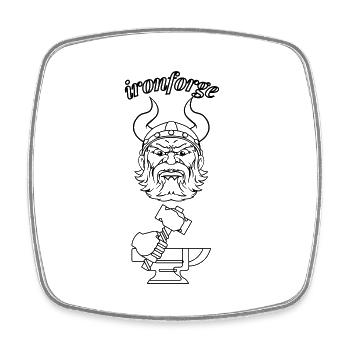ironforge text black - Square fridge magnet - white - Front