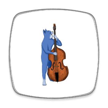 CAT PLAYING A DOUBLE BASS – BAD ASS BASS CAT - Square fridge magnet - white - Front