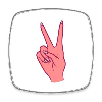 Victory Hand Signal Peace Symbol - Square fridge magnet - white - Front