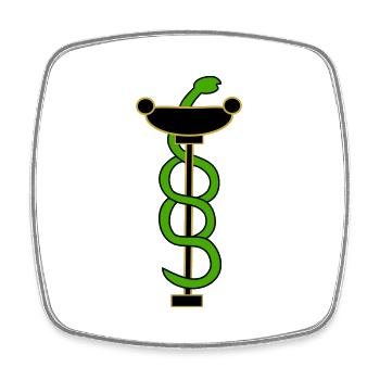 Asclepios Symbol - Viereckiger Kühlschrankmagnet - Weiß - Vorne