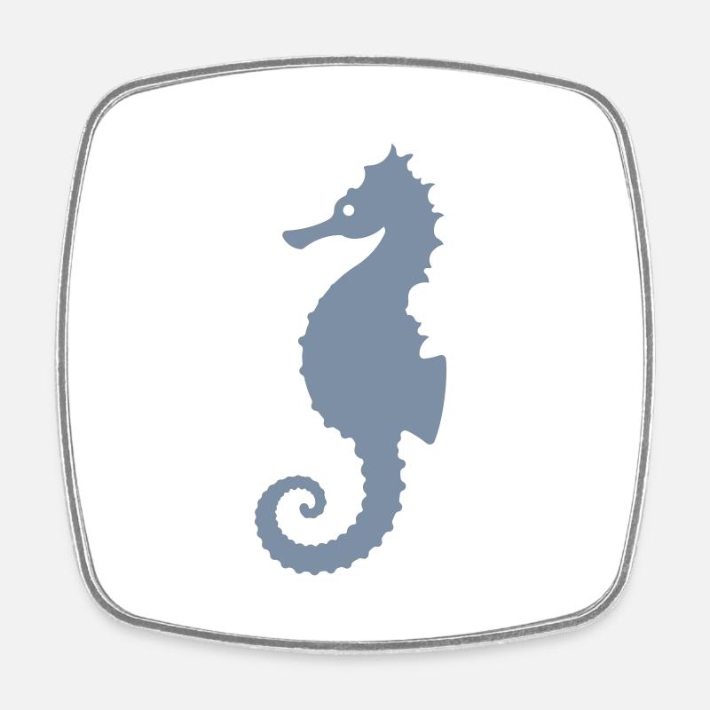 Seahorse logo - Square fridge magnet - white