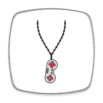 Halskette Schmuck alter Controller - Viereckiger Kühlschrankmagnet - Weiß - Vorne