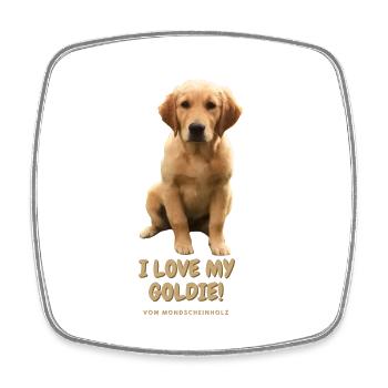 I love my Goldie! - Viereckiger Kühlschrankmagnet - Weiß - Vorne