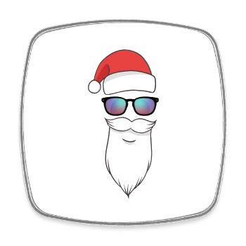 Weihnachtsmann mit Sonnenbrille - Viereckiger Kühlschrankmagnet - Weiß - Vorne