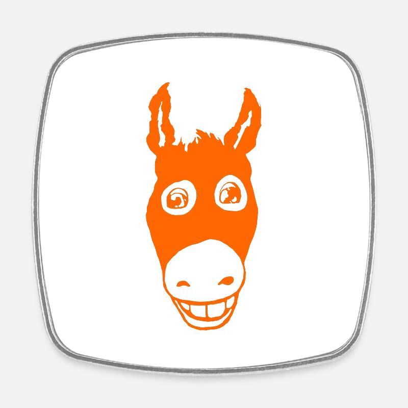 Smiling donkey orange - Square fridge magnet - white