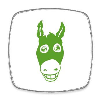 Vert âne souriant - Magnet carré - blanc - Devant