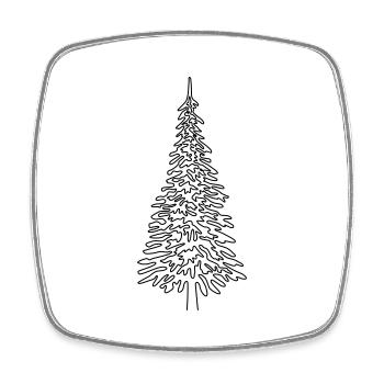 Christmas tree continuous line Art Line - Square fridge magnet - white - Front