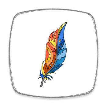 Feather - Square fridge magnet - white - Front