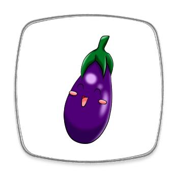 Glückliche Aubergine - Viereckiger Kühlschrankmagnet - Weiß - Vorne
