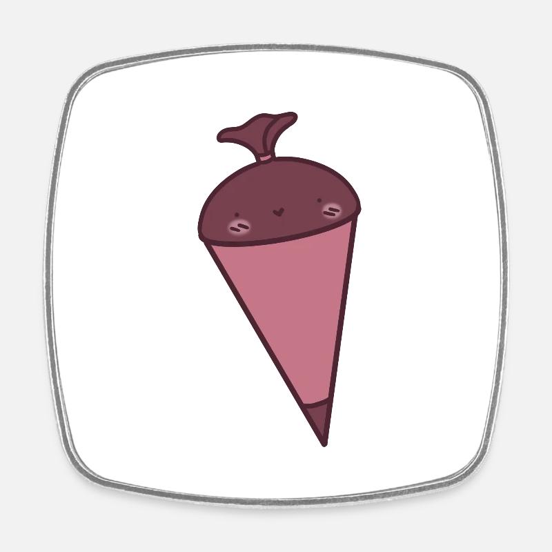 Cute pink school cone - Square fridge magnet - white