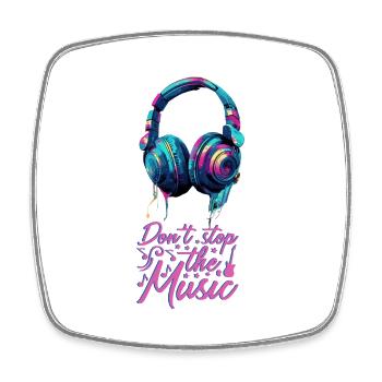 Headphones don't stop the music cool colors - Square fridge magnet - white - Front