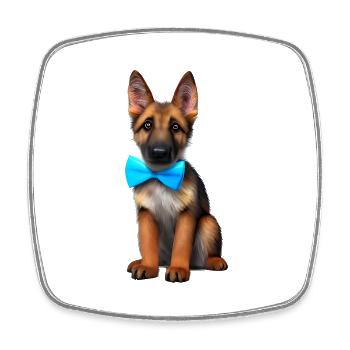 Berger Allemand Propriétaire Chien Chien Costume de chiot - Magnet carré - blanc - Devant