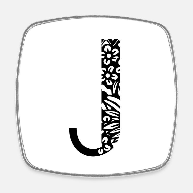 Buchstabe J - Viereckiger Kühlschrankmagnet - Weiß