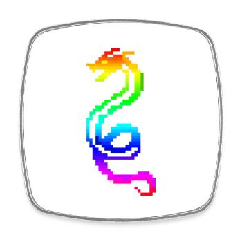 Bunter Retro-Drache - Viereckiger Kühlschrankmagnet - Weiß - Vorne