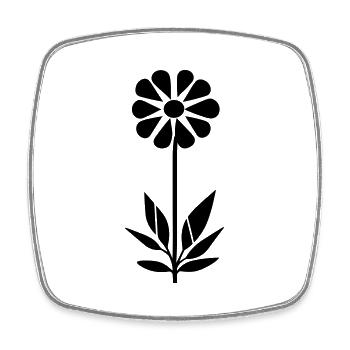 Blume mit Stiel - Viereckiger Kühlschrankmagnet - Weiß - Vorne