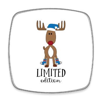 Elch Rudolph zu Weihnachten - Viereckiger Kühlschrankmagnet - Weiß - Vorne