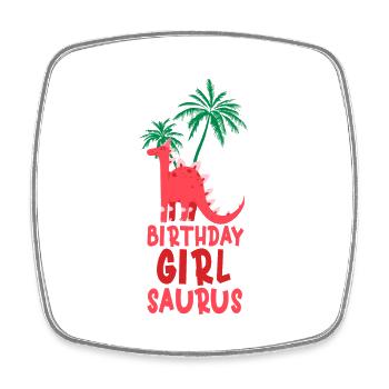 Dinosaur Birthday Girl Saurus Matching Family - Square fridge magnet - white - Front