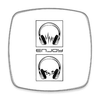 Enjoy the music. Casques audio. Musique. - Magnet carré - blanc - Devant