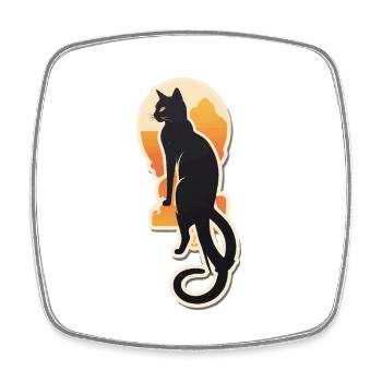 Niedlicher Katzen-Vintage-Sonnenuntergang - Viereckiger Kühlschrankmagnet - Weiß - Vorne