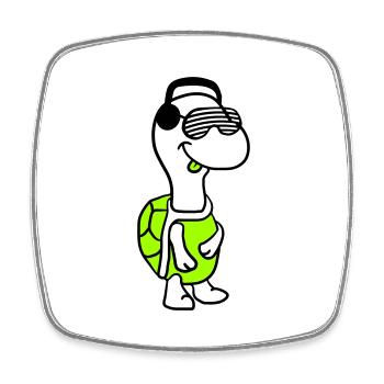 mignon cool DJ tortue fête club musique amusant - Magnet carré - blanc - Devant