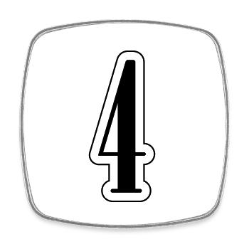 4 Zahl symbol - Viereckiger Kühlschrankmagnet - Weiß - Vorne