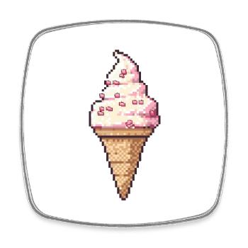 Ice Cream Pixel Symbol - Viereckiger Kühlschrankmagnet - Weiß - Vorne