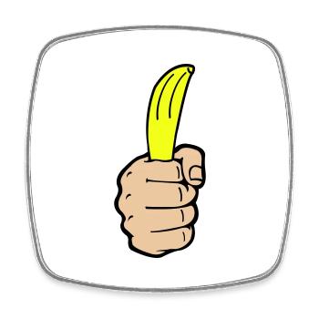 Banane à la main - Magnet carré - blanc - Devant