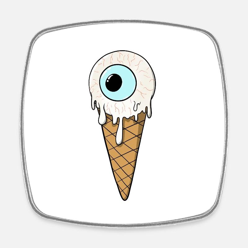 Crème pour les yeux | Crème glacée | Crème glacée | Glace avec un œil - Magnet carré - blanc
