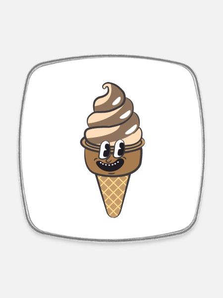 Retro Cartoon Cream - Square fridge magnet - white