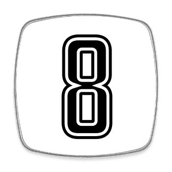 8 - Viereckiger Kühlschrankmagnet - Weiß - Vorne