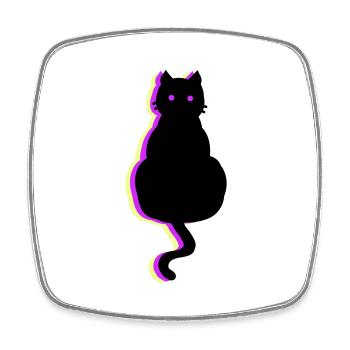 Leuchtkatze pink - Viereckiger Kühlschrankmagnet - Weiß - Vorne