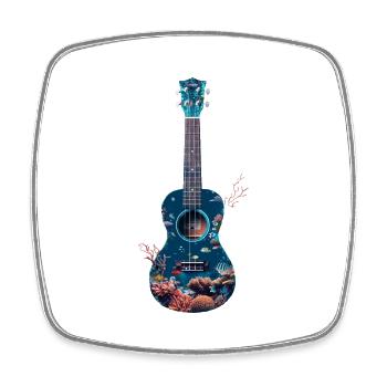Fisch Ukulele - Viereckiger Kühlschrankmagnet - Weiß - Vorne