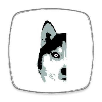 Dog White Husky Half Face Head Nice Cool - Square fridge magnet - white - Front