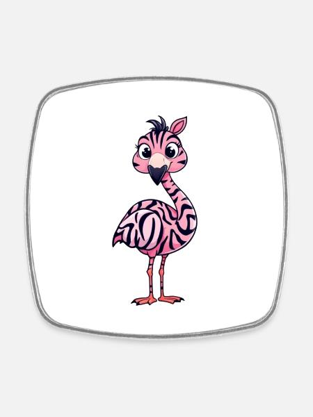 Flamingo - Viereckiger Kühlschrankmagnet - Weiß