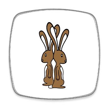 2 bunnies standing watching team friends crew brothers - Square fridge magnet - white - Front