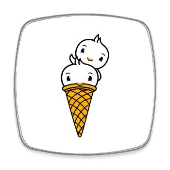 Vögel Eis Waffel Waffeleis Kugeln Eiscreme Eistüte - Viereckiger Kühlschrankmagnet - Weiß - Vorne