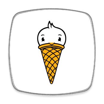 Vogel Eis Waffel Waffeleis Kugeln Eiscreme Eistüte - Viereckiger Kühlschrankmagnet - Weiß - Vorne